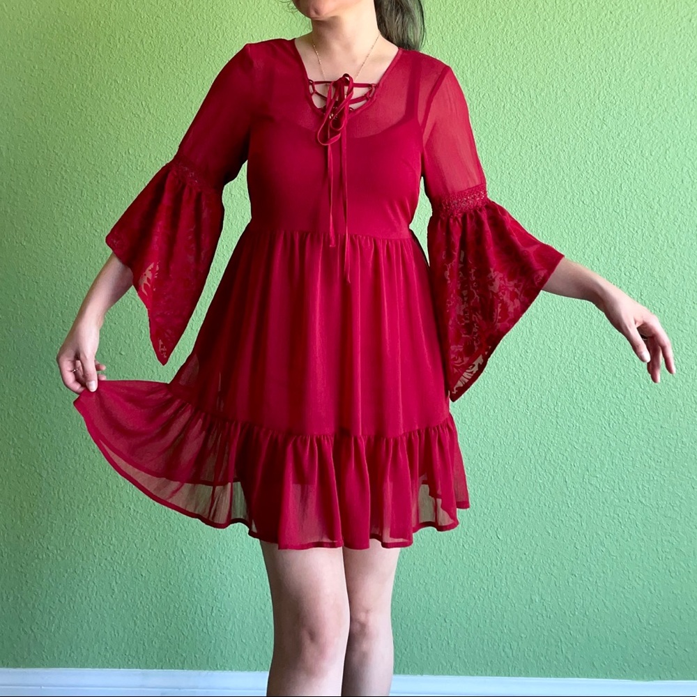 Bell Sleeve Babydoll Flounce dress